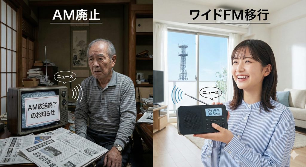 一部の局を除きAM放送を廃止しワイドFM局に移行します。移行の流れや経緯をつぶあん会議が徹底解説。
